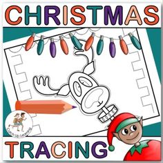 a christmas coloring book with an image of a person holding a pencil and writing on it