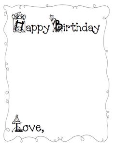 a birthday card with the words happy birthday love, written in black ink on white paper