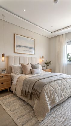 Minimalistic Bedroom Soft Neutral Bedroom, Minimalistic Bedroom Ideas, Neutral Bedroom Ideas, Minimalistic Bedroom, Neutral Bedroom Design, Calm Life, Plush Bedding, Tranquil Retreat