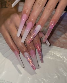 Xl Coffin Nails, Really Long Nails, Pretty Fingers, Birthday Nail, Acrylic Nails Nude, Nails Nude, Baddie Nails, White Acrylic Nails, Long Acrylic Nails Coffin