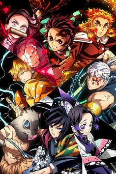 an anime poster with many different characters