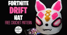 a crocheted bunny mask with the text fortte draft hat free crochet pattern