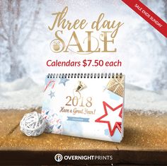 the three day sale calendar is on display