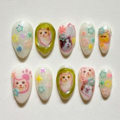 the cutest glittery catto nails Cat Breeds, Cute Nails, The Cutest, Manicure, Nail Designs, Nail Art, Kitty