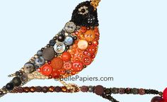 a bird made out of buttons and beads