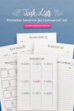 the printable recipe list is on top of three sheets of paper that are lined up