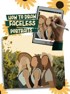 Procreate Faceless Portrait, Procreate Picture To Drawing, How To Draw Faceless Portraits, Faceless Art Paintings, How To Draw A Picture From A Photo, Faceless Family Portrait Painting, How To Draw A Portrait From A Picture, Faceless Art Illustrations, Procreate Family Portrait