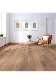 a living room with wood floors and white walls