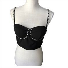 New With Tags, Black Bralette, Embellished. Size Medium. Check The Measurements In Picture. Adjustable Straps. Stretchy Material. Elegant Embellished Black Crop Top, Elegant Black Embellished Crop Top, Chic Embellished Crop Top For Club, Elegant Black Crop Top With Rhinestones, Elegant Black Rhinestone Crop Top, Chic Black Crop Top With Rhinestones, Black Embellished Crop Top For Party, Black Embellished Party Crop Top, Glamorous Black Embellished Crop Top