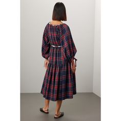 Multicolor plaid cotton (64% rayon, 34% polyester, 2% elastane). Hourglass. Long sleeves. Boat neck. Pull on. 46" from shoulder to hemline. Imported. Midi-length Plaid Dress For Fall, Fitted Midi Length Plaid Dress, Chic Plaid Midi Dress For Daywear, Chic Knee-length Plaid Dress, Fall Gingham Plaid Midi Dress, Workwear Midi Length Plaid Dress, Plaid Midi Length Dress For Work, Plaid Midi Dress For Fall Workwear, Fall Plaid Midi Dress