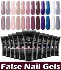 Modelones Poly Nail Extension Gel Set - 12 Colors 15g White Nude Gray Glitters Girls Night Collection Poly Nail Gel Kit Build French Manicure Diy, Color French Manicure, Poly Nail Gel, Gel Nails French, Gel French Manicure, Gel Set, Colorful Nail Art, Manicure Diy, Modern Muse