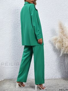 Peilia - Premium Casual Two-piece Ensemble: Button Front Long Sleeve Shirt & Wide Leg Pants Combo, Exquisite Womens Attire Wide Leg Pants Outfits, Leg Pants Outfit, Pants Outfit, Long Sleeve Shirt, Leg Pants, Wide Leg Pants, Sleeve Shirt, Long Sleeve Shirts, Wide Leg