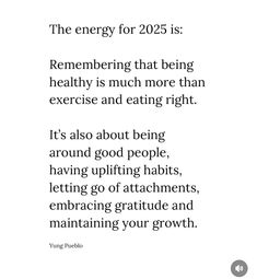 the energy for 205 is reembering that being healthy is much more than exercise and eating right