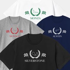 Formula One Personalised Track Podium T-Shirt, F1 Shirts, Formula 1 Top 14 Day Returns & Exchanges Worldwide Shipping Free UK Delivery Free USA Shipping On Orders Over $35 A great design supporting all the F1 tracks around the world, support your favourite track with this great formula 1 t-shirt. Personalise it with the track you want, solid coloured prints & 5 coloured t-shirts to choose from. Our F1 T-Shirts are great to wear on the casual race day or even better when you are going to the next race weekend! - 100% Cotton - Quality Vinyl Print #0906 F1 Shirt, Motorsport Clothing, Silhouette Cameo Projects, Race Day, Formula One, Dream Clothes, Formula 1, Tshirt Colors, Tshirt Designs