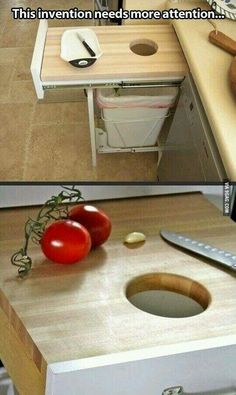 two pictures of tomatoes and a knife on a cutting board with the words things that make me smile