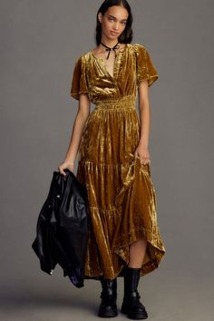 The Somerset Maxi Dress: Velvet Edition | Nuuly Rent Somerset Maxi Dress, Sisterhood Of The Traveling Pants, Gold Velvet Dress, Velvet Dress Short, Vintage Velvet Dress, The Sisterhood, Velvet Maxi Dress, Dress Velvet, Flowy Maxi Dress