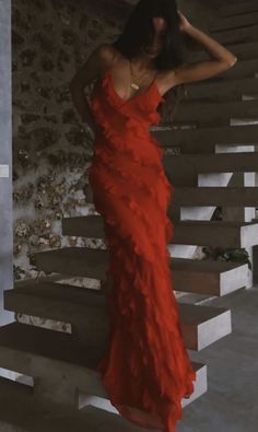 Red Ruffles Long Formal Dress Elegant Evening Dresses Mermaid Red Prom Dress Long, Elegant Evening Dress, Long Formal Dress, Dresses Formal Elegant, Prom Dress Inspiration, Long Prom Dresses, Popular Dresses, فستان سهرة, Mermaid Evening Dresses