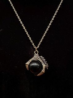 Bronze, dragon claw pendant with black crystal ball. Black Round Pendant With Lobster Clasp, Warwick Ny, Bronze Dragon, Claw Necklace, Dragon Claw, Black Crystals, Crystal Ball, Pendant Necklaces, Necklace Etsy