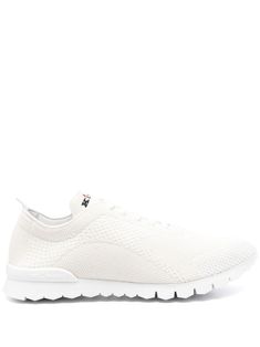 bone white knitted construction round toe logo-embroidered tongue branded insole pull-tab at the heel embossed logo to the side front lace-up fastening Classic White Sneakers With Elastic Laces, Knitted Lace, Balenciaga Track, Bone White, Balenciaga Triple S, Custom Watch, Summer Beach Wear, Derby Shoes, Athletic Sneakers