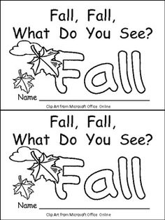 two coloring pages with fall words