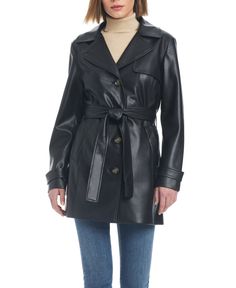 in stock Fitted Trench Coat, Trench Coat Black, Black Coat, Single Breasted, Trench Coat, In Store, Pick Up, Buy Online, Faux Leather