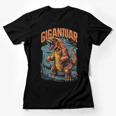 Gigantuar Dinosaur T-Shirt, Vintage Comic Style Dino Tee, Graphic Novelty Shirt, Unique Gift for Dinosaur Lovers Female T-Shirt Custom graphic T-Shirt.Customize your color Black Dinosaur Print Short Sleeve T-shirt, Dinosaur Print Crew Neck Graphic Tee, Black Short Sleeve T-shirt With Dinosaur Print, Dinosaur Print Graphic Tee With Crew Neck, Graphic Tee With Dinosaur Print And Crew Neck, Funny Dinosaur Print Short Sleeve T-shirt, Black Dinosaur Print Crew Neck Top, Funny Black T-shirt With Dinosaur Print, Vintage Comic Style