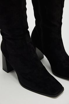 Take any outfit to new heights with these tall boots from Billini, featuring a squared-off toe and chunky block heel for sleek, soaring style. **Features:** Tall style, faux leather uppers, square toe, flared block heel, inner leg zipper closure **Why We | Celeste Wide Calf Boots by Billini at Free People in Black, Size: US 7 Knee-high Heeled Boots With Stacked Heel For Night Out, Modern Square Toe Boots For Night Out, Block Heel Knee-high Boots For Night Out, Knee-high Boots With Stacked Heel For Night Out, Fitted Knee-high Boots With Reinforced Block Heel, Modern Fitted Knee-high Boots With Block Heel, Wide Calf Block Heel Boots For Night Out, Chic Square Toe Knee-high Boots For Night Out, Tall Stacked Heel Boots For Winter