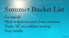 the words summer bucket list are written in black on a blue background with sunburst