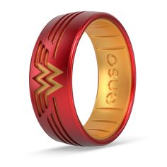 In the face of injustice, I will not be silent. Etched with the iconic emblem of Wonder Woman™, this DualTone ring is a vibrant reminder of a heroine's strength rooted in love and justice. Carry the mark of the warrior princess, a beacon of hope and courage. Dimensions:Width: 6.6mmThickness: 1.75mm | Enso Rings DC Silicone Rings | Wonder Woman - Ruby/Gold | Size 14 Superman Ring, Rooted In Love, Enso Rings, Dc Comics Collection, Stars Gifts, Be Silent, Silicone Wedding Rings, Beacon Of Hope, The Warrior