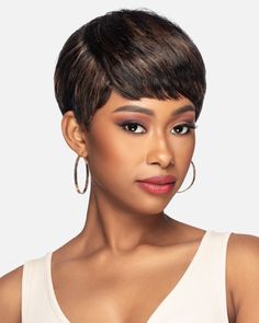 Short Pixiecut with Fringed Ends & Feathered Bang➤ Premium Human Hair Wig Outlet, Vivica Fox Wigs, Vivica Fox, Ponytail Hair Piece, Best Wig Outlet, Kids Wigs, Monofilament Wigs, Human Wigs, Women's Wigs