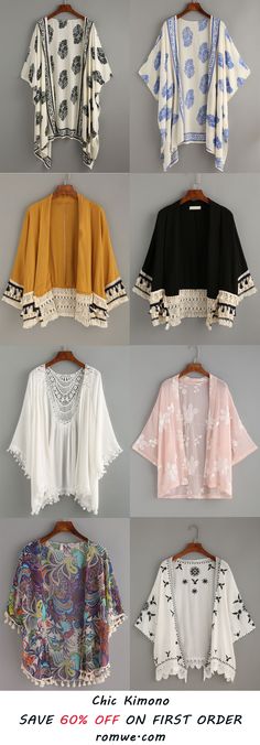 Chic Kimono 2017 -romwe.com Sukienki Maksi, Kleidung Diy, Indian Fashion Dresses, Mode Hijab, Mode Style, Fesyen Wanita, Hippie Style, Kimonos