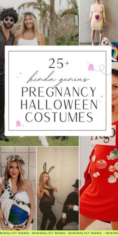 some people are dressed up in costumes and posing for pictures with the caption, 25 + awesome pregnant pregnancy halloween costumes