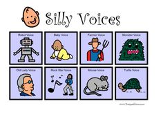 an image of silly voice cards with cartoon characters