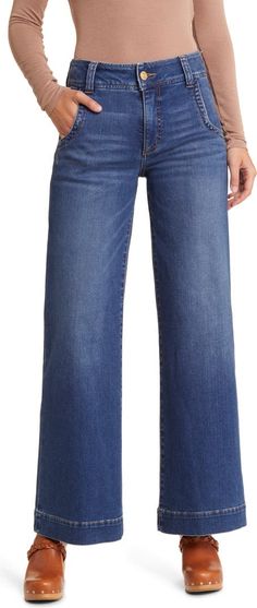 KUT from the Kloth Meg High Waist Wide Leg Jeans | Nordstrom Kut From The Kloth Jeans, Flare Cropped Jeans In Medium Wash For Fall, Wide-leg Washed Cropped Jeans For Fall, Wide Leg Washed Cropped Jeans For Fall, Fall Washed Wide Leg Cropped Jeans, Dark Wash Wide Leg Cargo Jeans, Dark Wash Flared Cropped Jeans, Dark Wash Flare Cropped Jeans, Faded Wide Leg Washed Flare Jeans