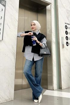 Casual Outfits Hijab, Ootd Hijab Casual Simple, Outfit Ngampus, Outfit Hijab Casual, Ootd Hijab Casual