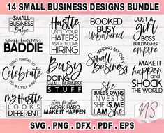 "Small Business SVG Bundle! SVGs are for our future CEOs. The SVGs are Motivational and Inspirational for Small Business owners. You can create great t-shirts , mugs, tote bags, and more. JOIN OUR NEWSLETTER TO GET EXCLUSIVE SALES AND COUPONS: https://bit.ly/NS-Arts-Shop-Newsletter INSTANT DOWNLOAD - NO PHYSICAL ITEM WILL BE SHIPPED. Zip File Includes: - 14 SVG files: Used in Cricut Design Space, and Silhouette Designer Edition, Make the Cut (MTC), Sure Cuts A Lot (SCAL), and Brother Scan and Cu Business Tee Shirt Logo Ideas, Small Business Tshirt Design Ideas, T Shirt Business Ideas, Small Business Shirt Ideas, T Shirt Business Organization, Business Shirts Logo Ideas, Thirteen Style, Business Owner Shirts, Small Business Shirt