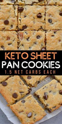 keto sheet pan cookies with chocolate chips on top