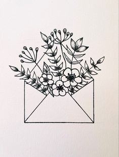 You’ve got mail envelope bouquet | art by Kayla Pettigrew You've Got Mail Tattoo, Envelope Drawing, Drawing Planner, Mail Envelope, Bouquet Art, Doodle Ideas, Planner Spread, Color Pencil Art