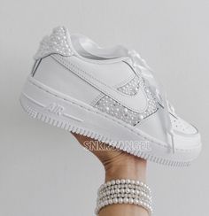 Nike Air Force 1 Wedding, Nike Wedding, Bling Sneakers, Custom Nike Air Force 1, Custom Nike Air Force, Wedding Sneakers, Air Shoes, Sneaker Design, Colorful Sneakers