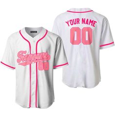 Casual Pink Baseball Jersey For Sports, Casual White Baseball Jersey, Casual Breathable Baseball Jersey, White Baseball Jersey With Logo Print For Sports, White Sporty Baseball Jersey With Logo Print, Sporty White Baseball Jersey With Logo, Baseball Uniforms, Custom Baseball Jersey, Orange Fox