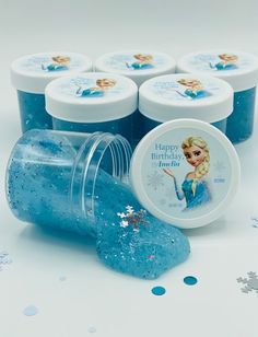 frozen princess birthday party favors with blue glitter