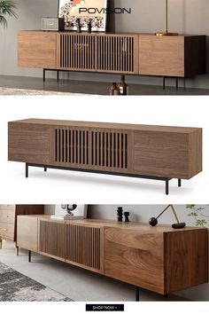 the sideboard is made out of wood and has an interesting design, it's very