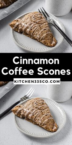 coffee scones with icing on white plates