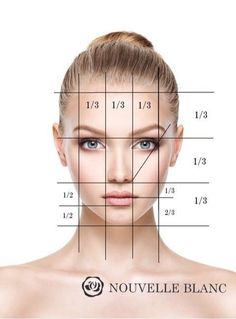 a woman's face is shown with the lines drawn across it to show her measurements