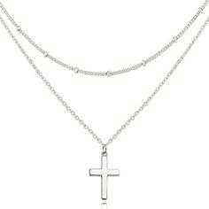 Dearmay Cross Necklace For Women, Dainty Gold Silver Cross Necklaces Top Material : Made In Italy.Sterling Silver Cross Necklace. Layered Necklace: Double Thin Chain Single Button Design.Simple And Elegant,Not Easy To Get Entangled. Size : Choker Necklace Length: 14" + 2" , Cross Necklace Length:17" +2" Cross Pendant : 0.72"*0.45" . Silver Cross Necklaces, Cross Necklace For Women, Cross Necklaces, Silver Cross Necklace, Gray Necklace, Necklace Top, Sterling Silver Cross Necklace, Layered Necklaces Silver, Wrist Jewelry