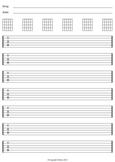 the guitar tabula sheet with five chords and four equals on each side, which are