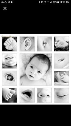 a black and white photo collage with baby pictures