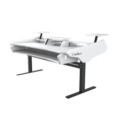 Enterprise Electric set All White Speaker Shelves, Sit Stand Workstation, Electric Desk, Studio Desk, Portable Desk, Shelf Holders, Studio Furniture, Studio Table, Desk Height