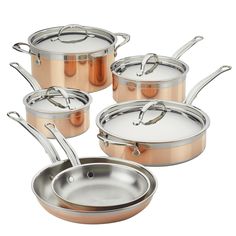 Hestan Copperbond Cookware Set Copper Cookware Set, How To Polish Copper, Cookware Set Stainless Steel, Copper Pans, Copper Cookware, Pots And Pans Sets, Copper Pots, Stainless Steel Cookware, Copper Kitchen