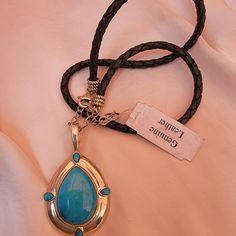 Leather Cord With Teardrop Shaped Turquoise In A Sterling Setting Great Condition Leather Cord, Blue And Silver, Womens Jewelry Necklace, Color Blue, Genuine Leather, Jewelry Necklaces, Necklaces, Women Jewelry, Turquoise